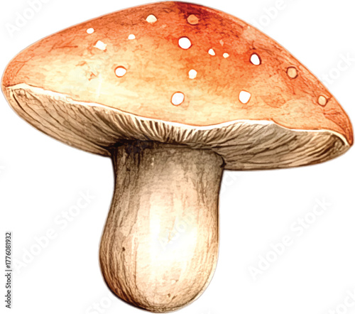 Charming Watercolor Forest Mushroom