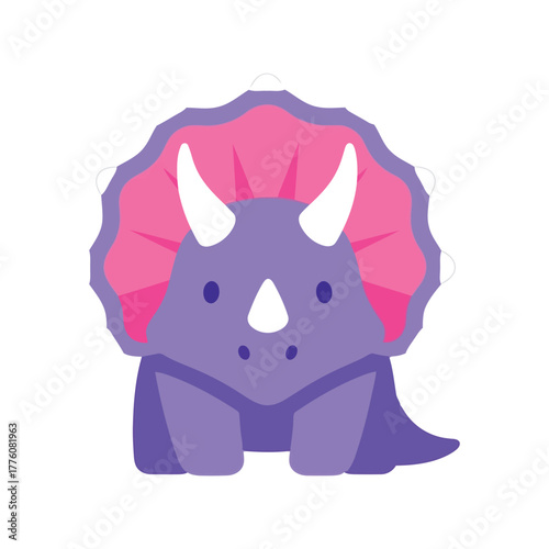 Cute cartoon triceratops dinosaur standing happy adorable prehistoric creature
