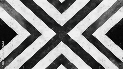 A geometric pattern of intersecting diagonal lines in black and white.