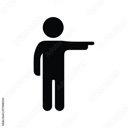 Simple black human figure pointing right direction icon symbol graphic