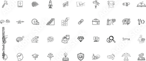 Upskill icon collection. Professional Development , improvement, achievement, upskill etc. Vector editable stroke.