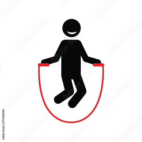 Silhouette of a person joyfully jumping rope with a smile and energetic movement