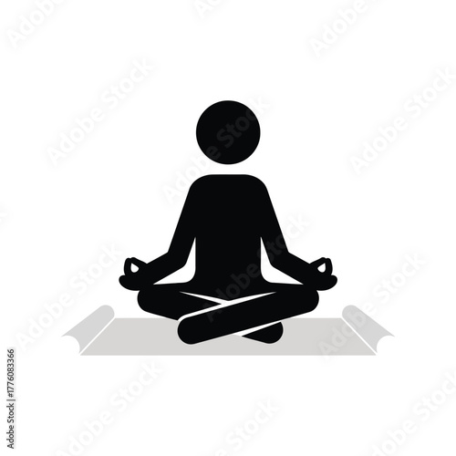 Silhouette person meditating in lotus pose serene peaceful yoga mat mindfulness