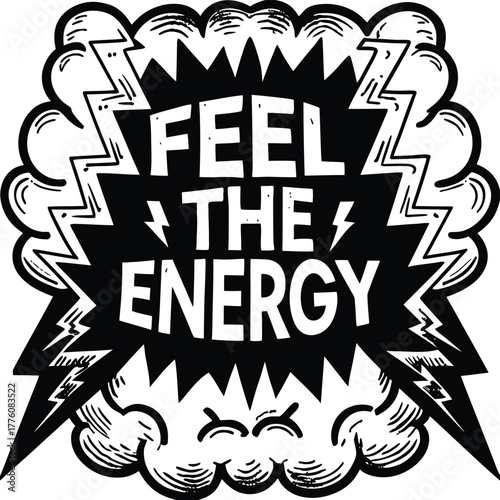 Motivational Energy Flash Graphic for Apparel