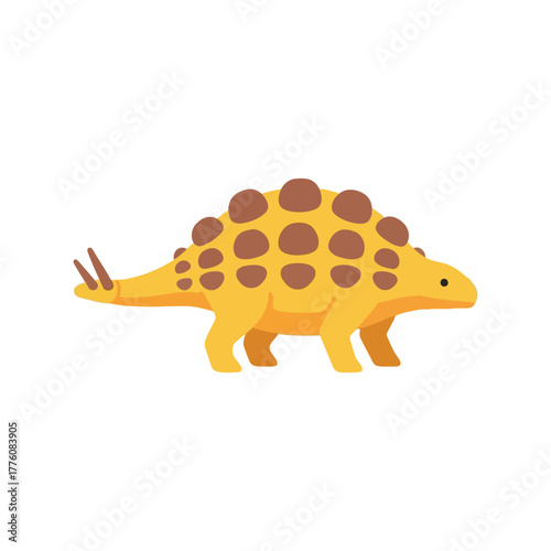 Cute yellow ankylosaurus dinosaur cartoon character for children's education and entertainment