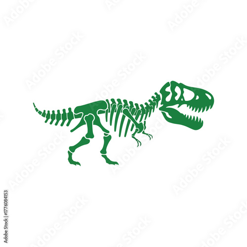 Green dinosaur skeleton graphic iconic tyrannosaurus rex paleontology prehistoric creature art