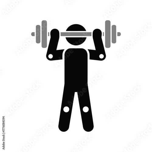 Person lifting weights barbell exercise fitness gym strength training workout icon