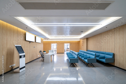 Reception area in the hospital lobby.
