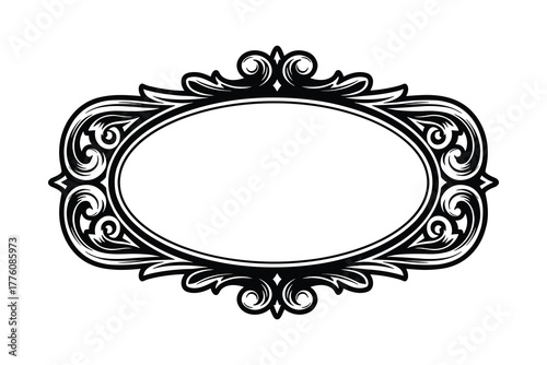 Black ornate decorative oval frame elegant design
