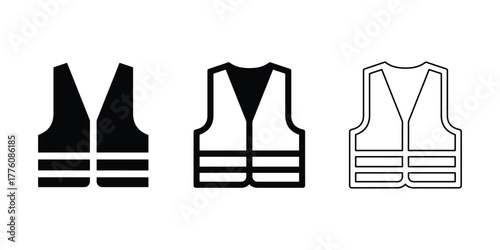 Safety vest icon set isolated on white background