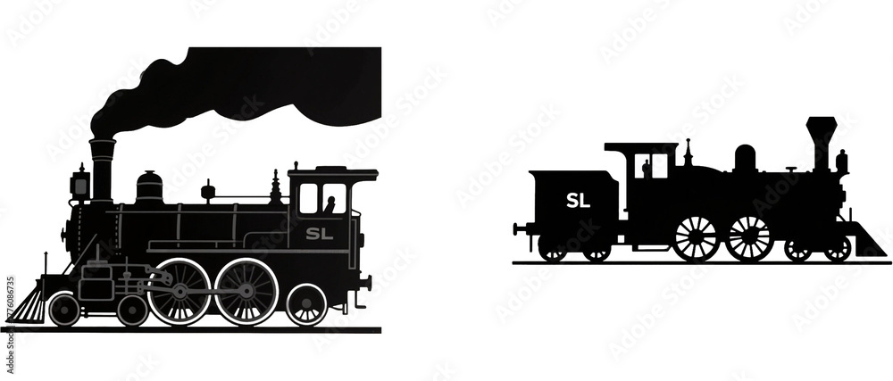 Fototapeta premium 機関車 乗り物 シルエット イラスト
