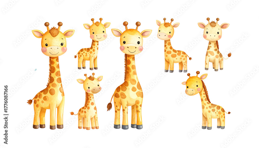 Fototapeta premium Cartoon giraffe illustration on white background