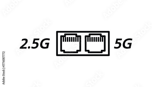 Ethernet Port Icon Gigabit Network Connector Internet Symbol