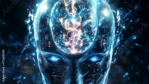 A graphic of an android's brain