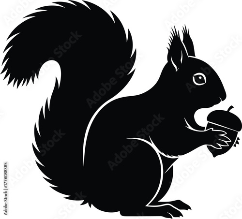 Wallpaper Mural Black silhouette squirrel holding an acorn iconic woodland creature wildlife art isolated on transparent background Torontodigital.ca