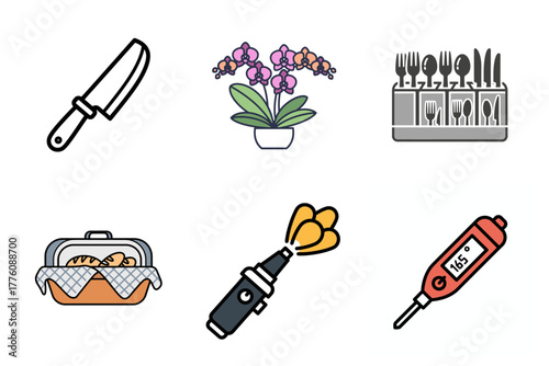 Diverse Jewelry and Fashion Accessories Icon Set: Bracelets, Bangles, Cameo, Earring