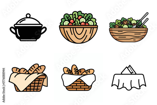 Traditional Indian Jewelry, Elegant Hair Clips, and Gift Icons Set. Outline Style Collection of Women's Accessories and Celebration Graphics.