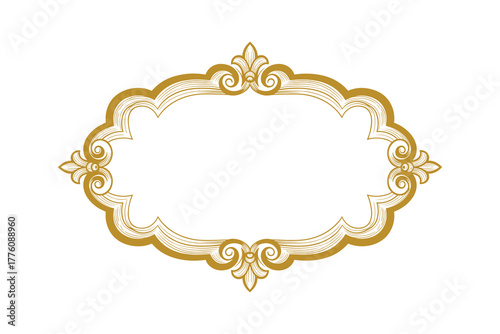 Luxury golden ornamental oval frame border classic design element