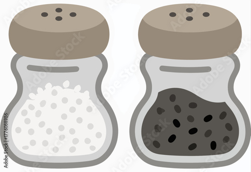 Salt and pepper shakers flat vector illustration isolated