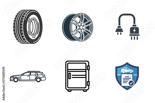 Travel, Hotel, and Leisure Icon Set: Vacation, Sports, and Technology Symbols
