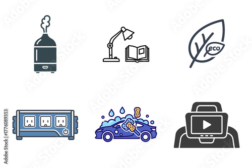 Travel, Leisure, and Lifestyle Vector Icon Set: Transport, Comfort, and Holiday Elements