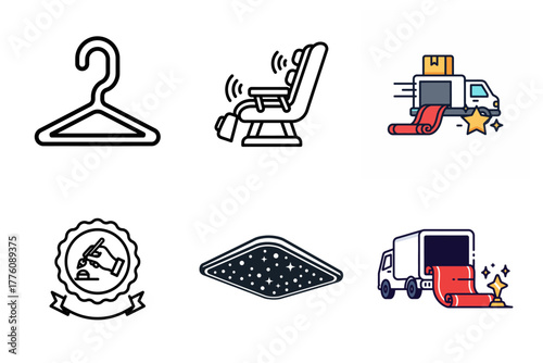Vector Icon Collection: Premium Delivery, Fashion, Art, Comfort, and Design - Modern Graphic Elements Set