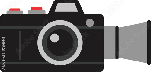 Retro camera and camcorder hybrid device for photography and videography adventures isolated on transparent background