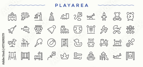 Playarea icon. Minimal icons collection. Pictogram and infographic. Park icon set. Includes thin line symbols game, kindergarten, play, park and more.