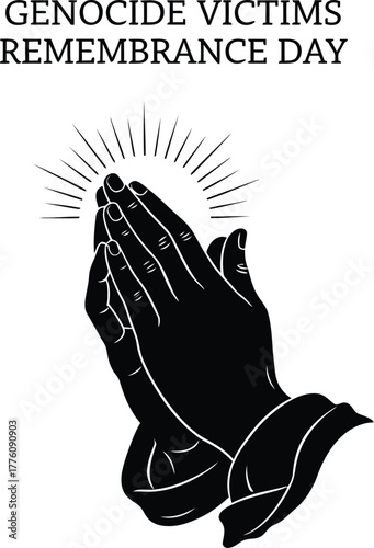 Genocide victims remembrance day illustration with praying hands