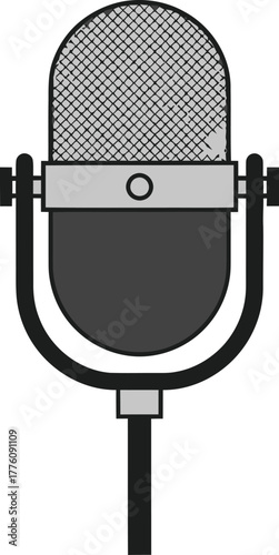 Vintage microphone icon design for audio recording and broadcasting needs isolated on transparent background