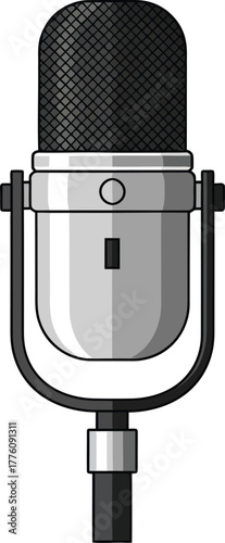 Retro vintage microphone icon isolated on for audio recording and broadcasting isolated on transparent background