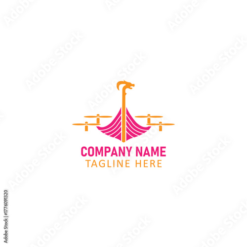 Viking Ship Drone Hybrid Logo Design