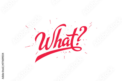 What Question Mark Hand Drawn Lettering Isolated White Background