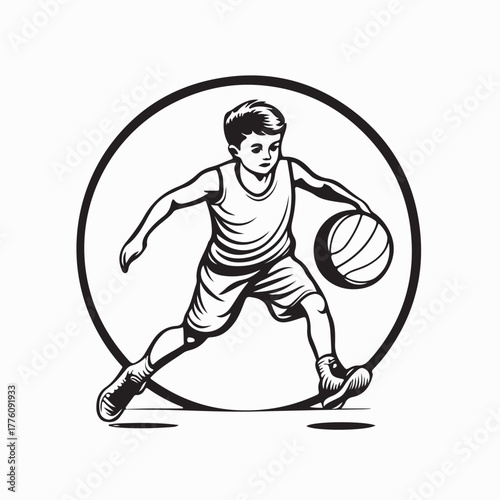 Youth Basketball Player Vector Design on white background
