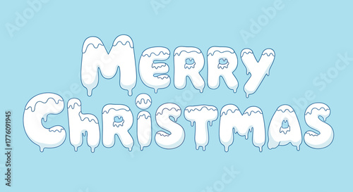 Text art merry christmas festive holiday greeting winter celebration design vector