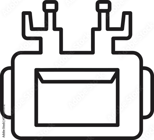 Simple line art icon representing a modern electrical connector or terminal block isolated on transparent background