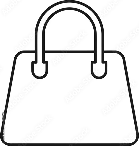 Simple outline icon of a fashionable handbag or purse for stylish accessories and shopping concepts isolated on transparent background