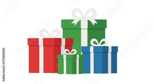 Festive gift boxes stacked together presenting colorful holiday surprises and celebrations vector