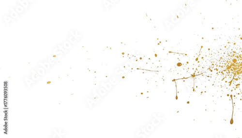 Golden paint splatter with drips abstract vector illustration for backgrounds and design elements isolated on white