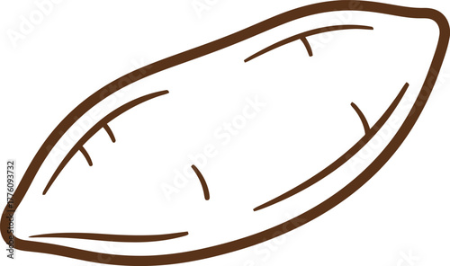 Simple sketch of a seed or pod with subtle shading and outline detail isolated on transparent background
