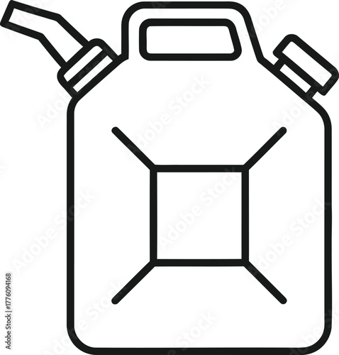 Iconic jerrycan outline symbol for fuel storage and transportation clean simple design isolated on transparent background