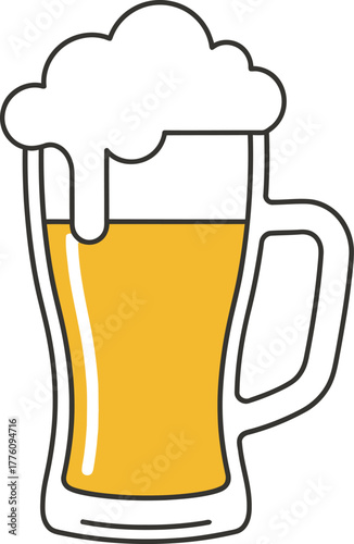Refreshing pint of golden beer with frothy head a classic beverage image for your design needs isolated on transparent background
