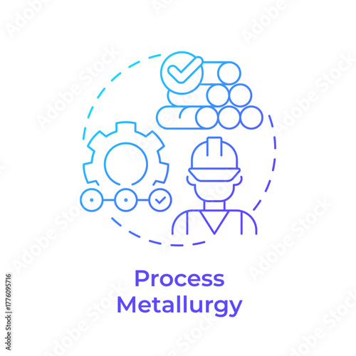 Process metallurgy blue gradient concept icon. Metallurgical engineering. Converting raw ores into finished metal products. Round shape line illustration. Abstract idea. Graphic design. Easy to use in