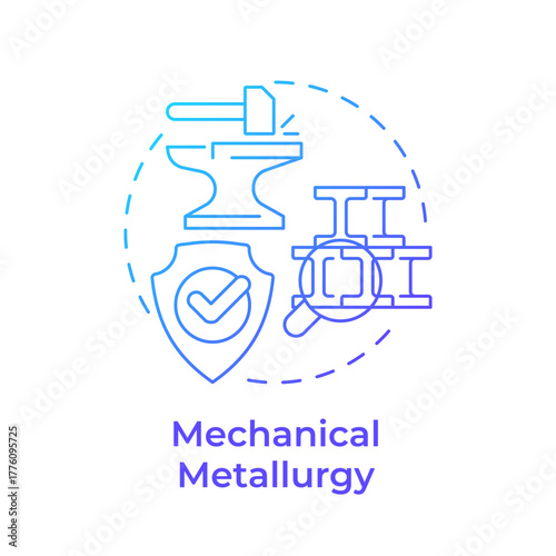 Mechanical metallurgy blue gradient concept icon. Metals behavior under tension, compression, bending and impact. Round shape line illustration. Abstract idea. Graphic design. Easy to use in