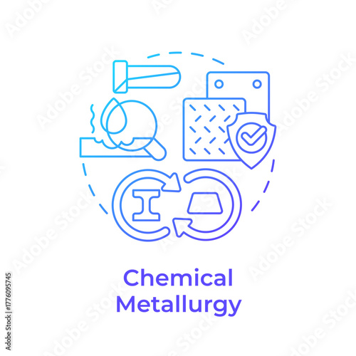 Chemical metallurgy blue gradient concept icon. Metal production, purification and treatment. Studying reactions. Round shape line illustration. Abstract idea. Graphic design. Easy to use in