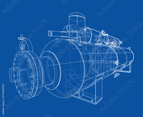 Industrial Equipment Blueprint. Vector