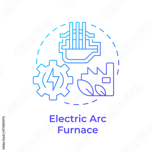 Electric arc furnace blue gradient concept icon. Melt recycled steel scrap. Steel manufacturing process. Metallurgy. Round shape line illustration. Abstract idea. Graphic design. Easy to use in