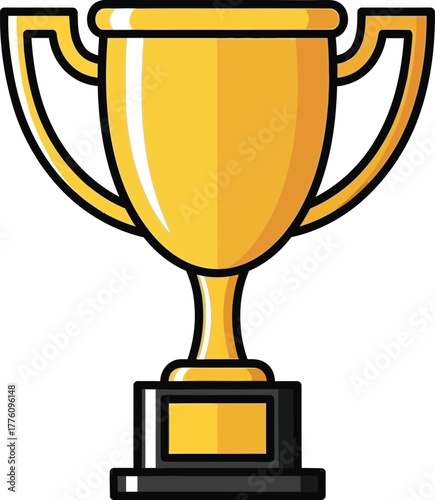 Golden trophy award symbol representing victory success achievement and championship excellence in sports and competitions isolated on transparent background