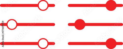 red circular text slider, seamless red minimalist slider control, simple red graphic slider, red circular user interface slider, red adjustable