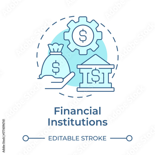 Financial institutions soft blue concept icon. Banking regulation, governmental control. Round shape line illustration. Abstract idea. Graphic design. Easy to use in infographic, presentation